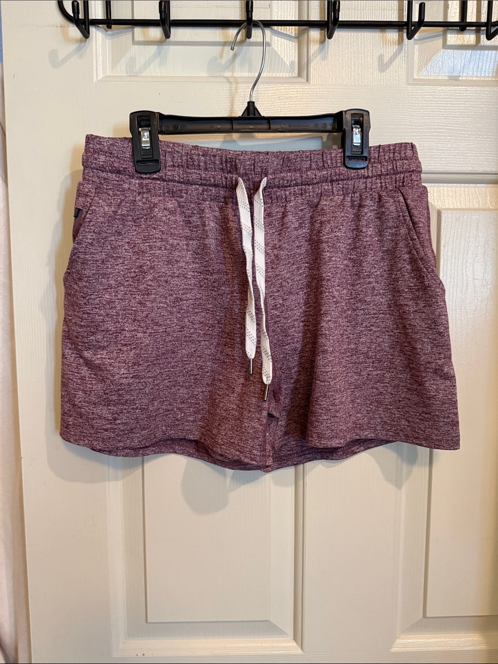 Pacific Trail Marled Drawstring Athletic Shorts - Burgundy